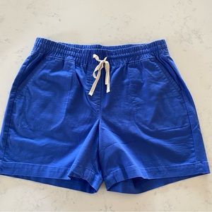 Talbots blue twill elastic waist pull-on shorts Sz M Petite (b9)